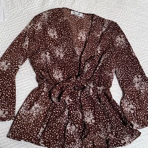 Brown & cream blouse